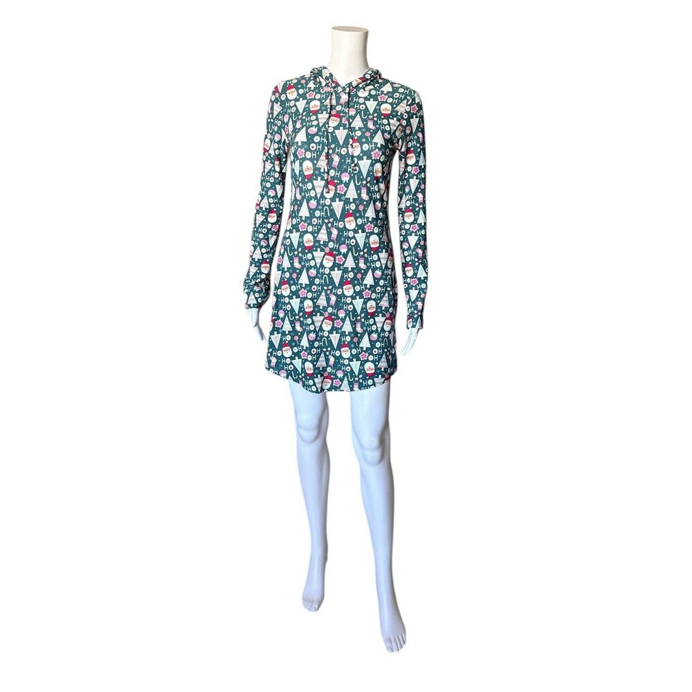 NO COMMENT Womens Size Medium Christmas Holiday Hoodie Hooded Tunic Shirt NWT